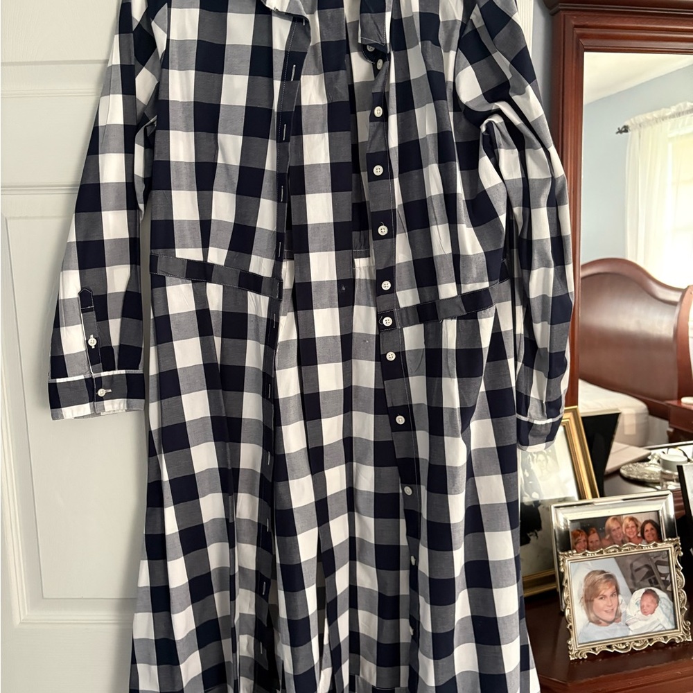 J. Crew Navy and White Checkered Shirt